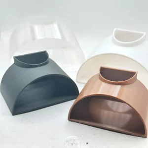 D-shaped 3D printed aquarium cave in black, ideal for fish, shrimp, reptiles, and vivarium hiding. Available in 3 sizes: 8cm, 12cm, 16cm.